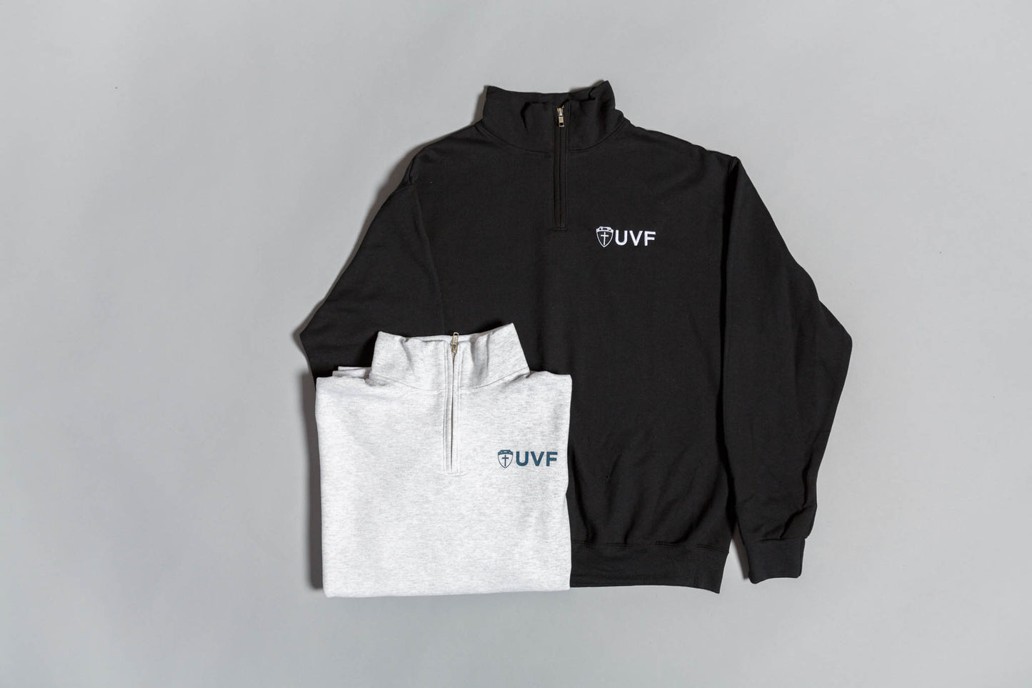 Quarter Zip Sweatshirt (Black) Embroidered