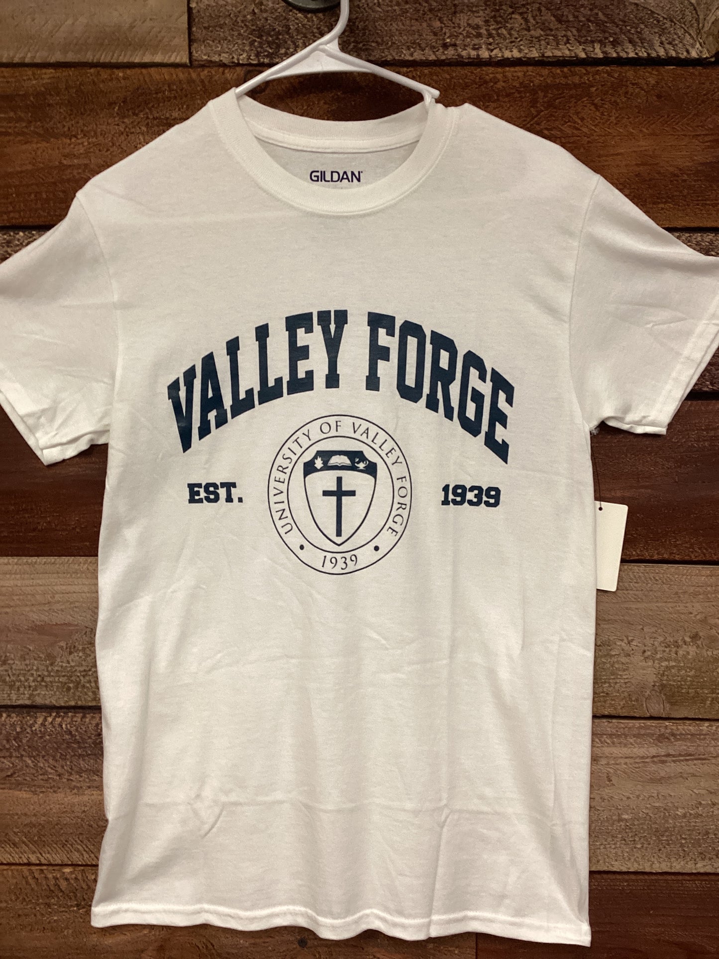 Valley Forge Shield T-Shirt (White and Navy blue Logo)
